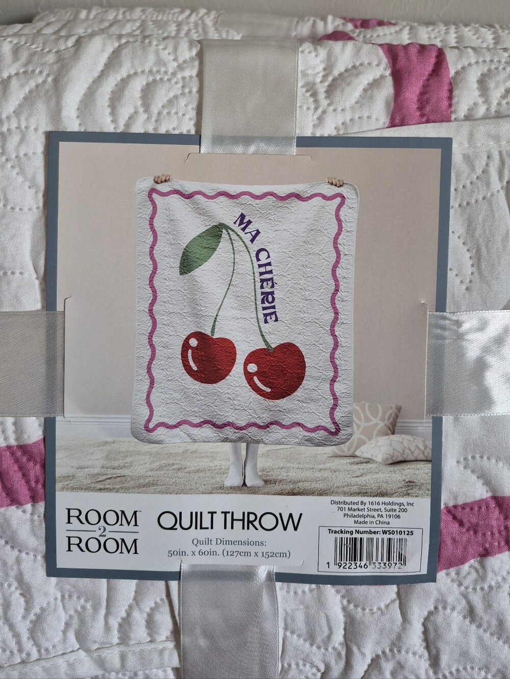 Pink & White Cherry Quilt Throw - Ma Cherie